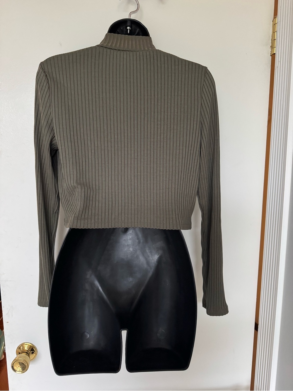 Divided Olive Ribbed Cropped Zip-Front Jacket - Picture 4 of 5